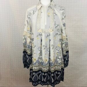 Entro Floral Boho Tunic Mini Dress Small
